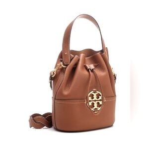 Tory Burch Beautiful Miller (Like New) Bucket Bag, Umber Crossbody, Leather